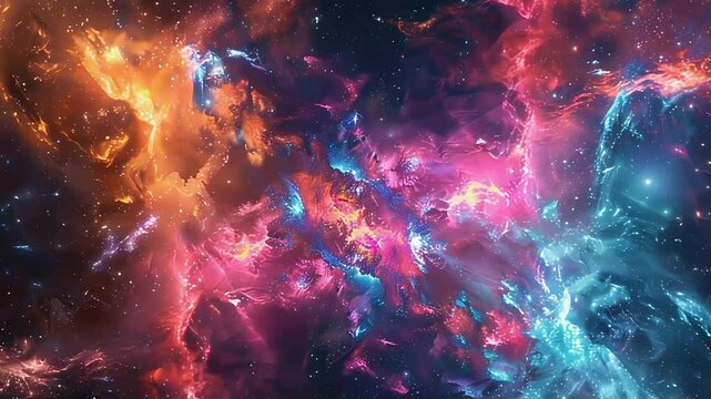 Cosmic nebulae are colorful in the wild space with twinkling stars footage