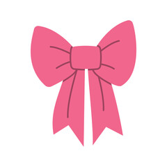Stylized Pink Ribbon Bow with Graceful Curves – Flat Vector on White Background Perfect for Holiday Decoration, Event Invitations, Scrapbooking, or Branding Projects