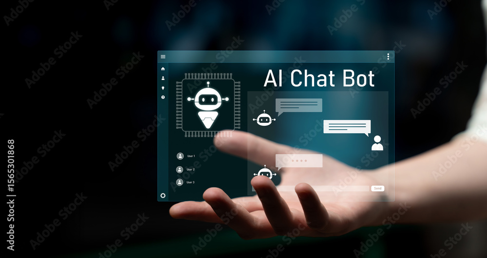 Poster ai chatbot interface facilitates communication, chatbot, and ai interaction for automated user suppo