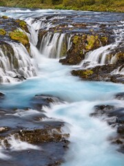 Beautiful blue cascade waterfall in Iceland