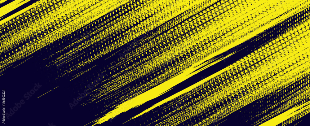 Poster dots halftone yellow and dark blue color pattern gradient grunge texture background. dots pop art sp
