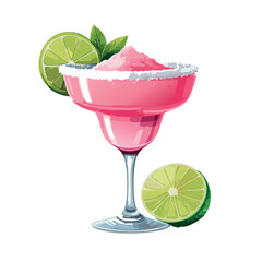 watercolor illustration of a beautiful pink tropical margarita