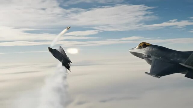 Fighter jet dogfight high altitude military aircraft Air Force 