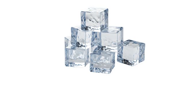 Stack of Clear Ice Cubes on, Refreshing and Cold isolated on transparent background