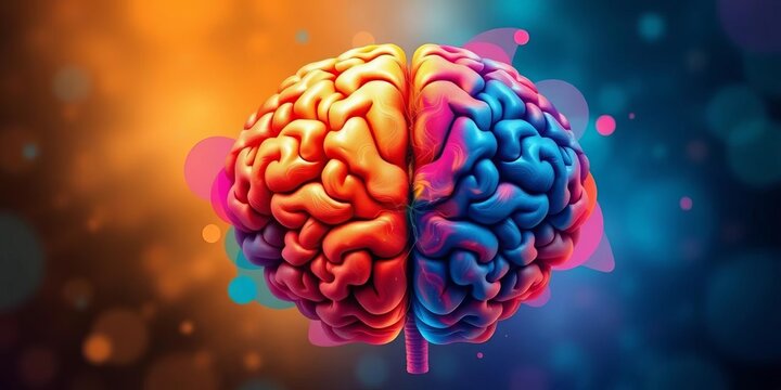 Abstract digital art depicting left & right brain hemispheres, creative vs logical, social & business mindsets,  strategy,  code