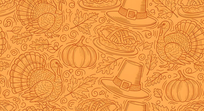 Thanksgiving Harvest: Turkeys, Pumpkins, and Pies Pattern