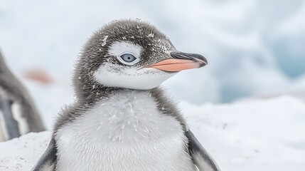 Naklejka premium Baby penguin portrait in snow