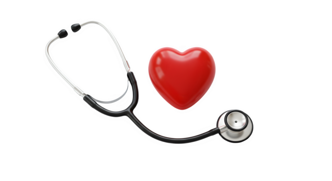 Stethoscope with Red Heart Shape on, Medical Healthcare Concept isolated on transparent background