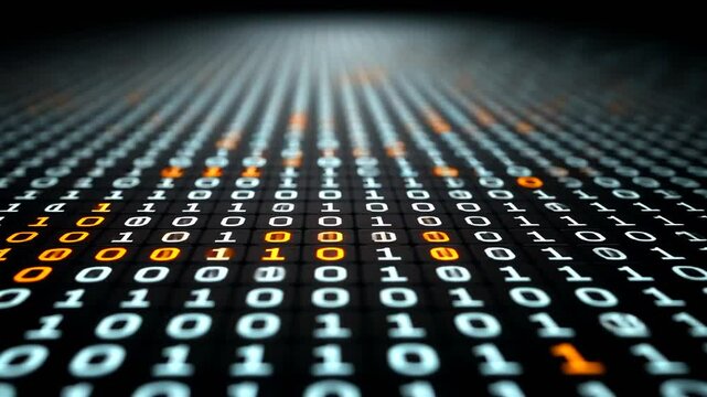 Abstract Digital Binary Code with Bright Numbers Pattern