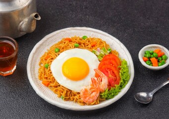 Indomie Goreng, Indonesian Popular Instant Noodle with Sunny Side Egg