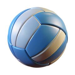A detailed close up of a blue and white volleyball isolated on white background