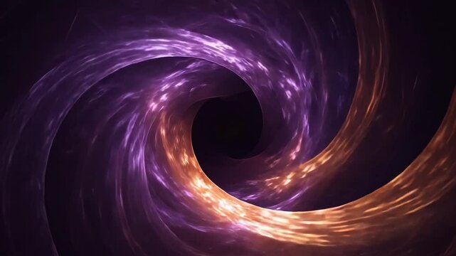 A mesmerizing looping background featuring deep purple and copper tones swirling in an abstract fractal universe.