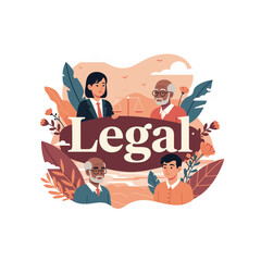 Naklejka premium Flat Vector Illustration of Legal Illustration Law and Justice Professionals