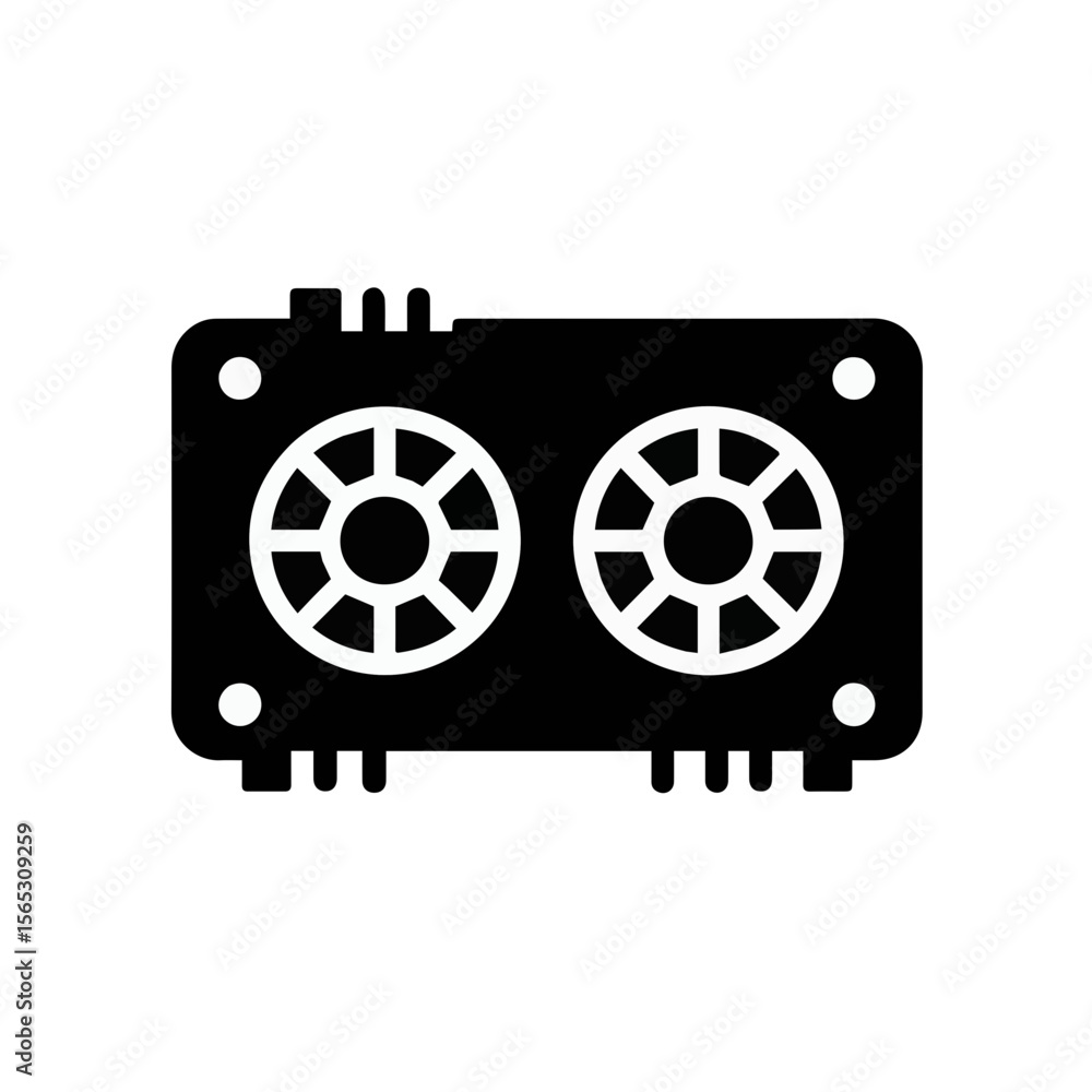 Fototapete GPU Video Card Vector Icon. Graphics processor for computer

