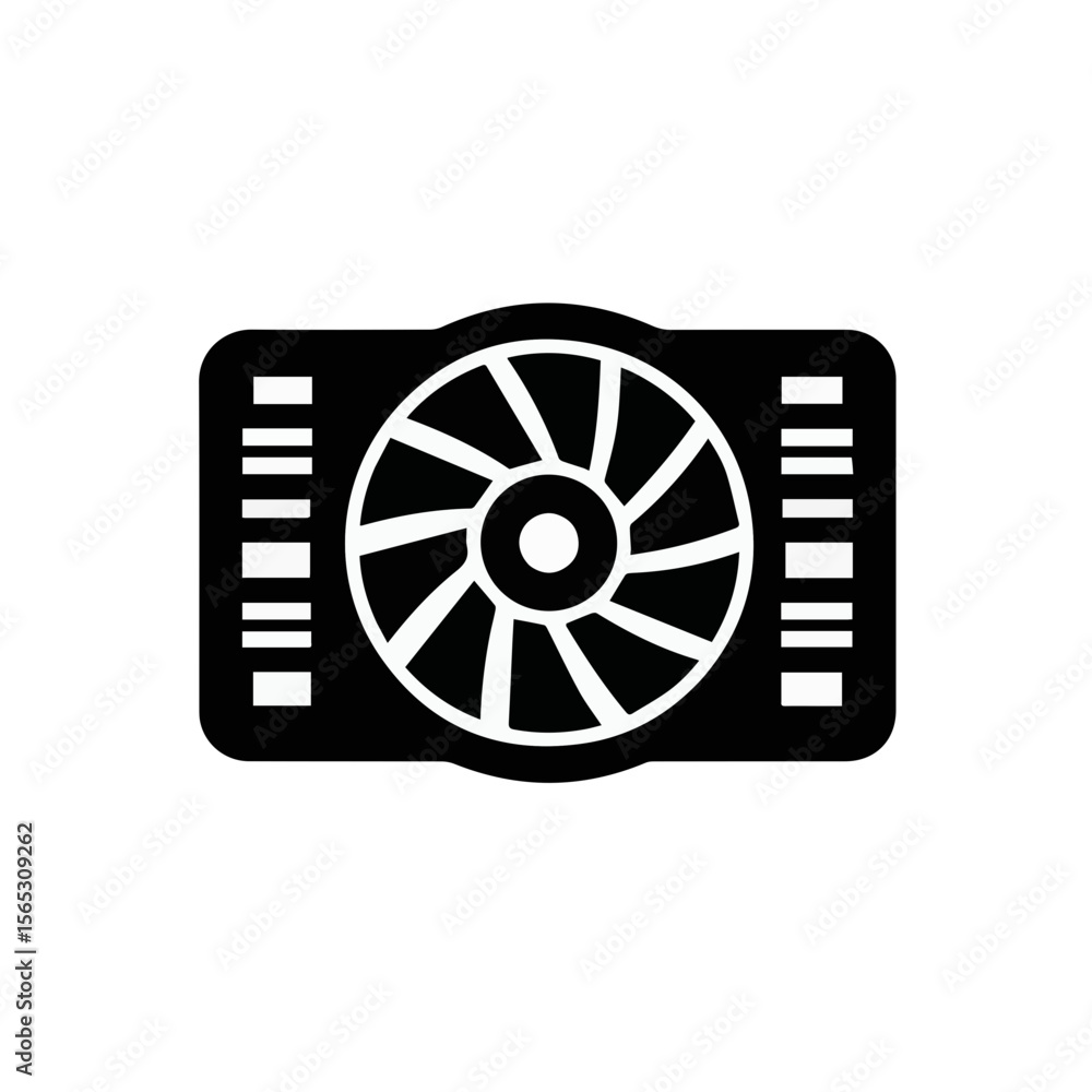 Poster gpu video card vector icon. graphics processor for computer