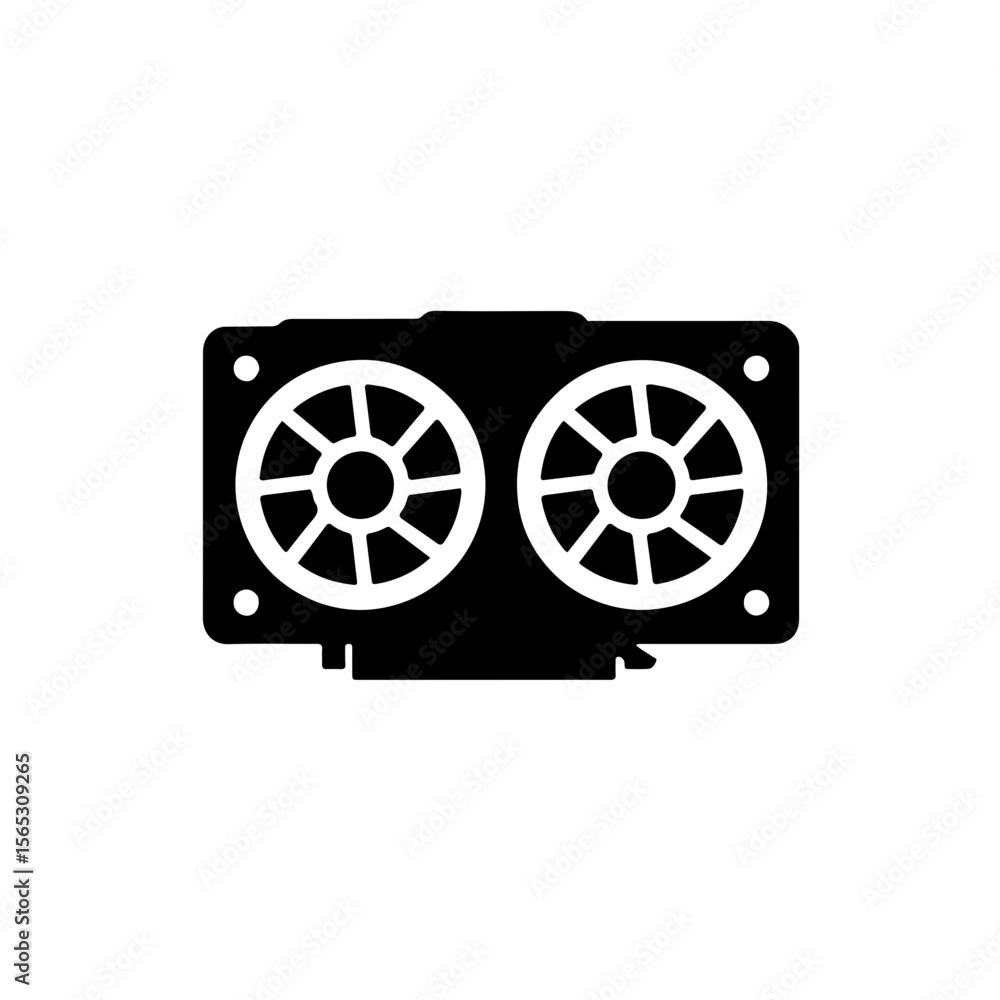 Poster gpu video card vector icon. graphics processor for computer