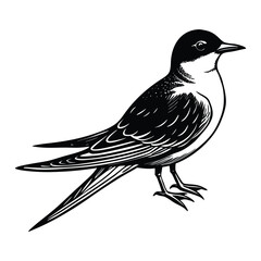 Obraz premium Elegant Black and White Bird Illustration Graphic