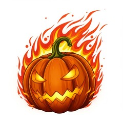 Fiery Orange Pumpkin Halloween Illustration