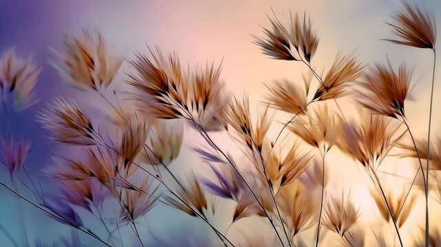 fluffy wildflower sway in wind nature landscape 