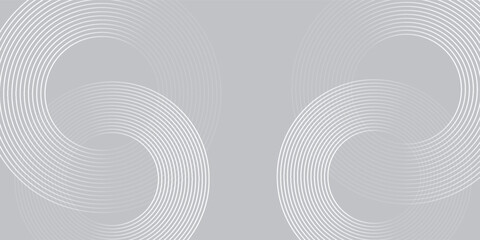 Fototapeta premium Abstract white glowing geometric lines on gray background. Modern shiny blue circle lines pattern. Futuristic technology concept. Suit for cover, poster modern