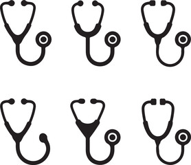 Collection of Stethoscope Icons Medical Equipment Illustrations