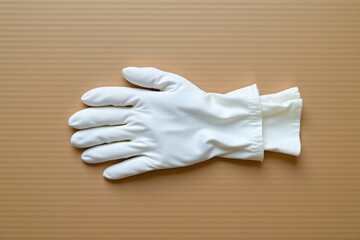 Protective Glove: A pristine white glove, laid flat, speaks volumes of cleanliness, protection, and careful handling. A symbol of hygiene, the glove is a staple across diverse professions. 