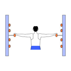 Man doing cable core rotation. Abdominals exercise. Flat vector illustration isolated 
