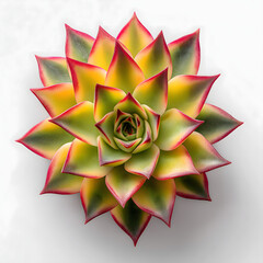 Fototapeta premium Vibrant Succulent Plant Arrangement: Green, Yellow, and Red Leaves for Stylish Modern Home Decor
