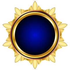 Luxury Golden Emblem Badge with Crown and Ribbon

