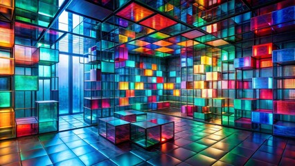 Illuminated Cube Installation A Modern Architectural Marvel of Vibrant Color and Geometric Design