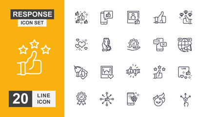 Response icon set. Feedback, like, support, choice, check, customer and more line icon. Vector illustration.