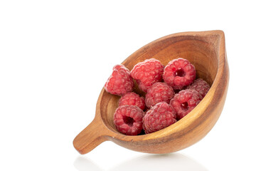 Fresh sweet raspberries isolated on white background, macro