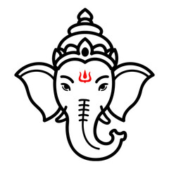 Line art illustration of Lord Ganesha with a stylized design