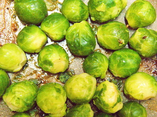 The texture of Brussels sprouts is bright green