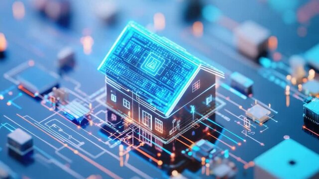Smart Home Tech: An illuminating rendering of a smart home model showcasing the interconnectedness of technology, signifying a future of streamlined living.