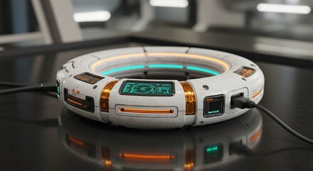 Scifi ring device on reflective surface