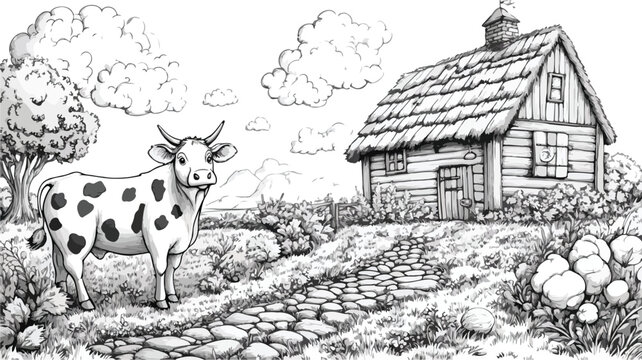 Charming Farm Coloring Page for Creative Projects