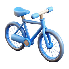 Stylized blue bicycle with cream handlebars isolated on white background