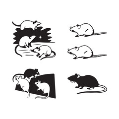 Set of Rat animals silhouettes