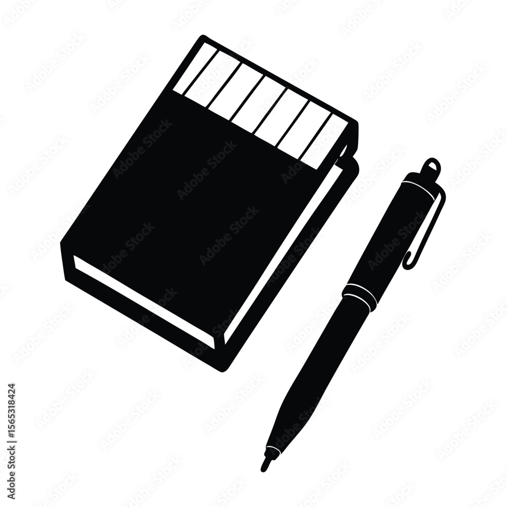 Poster social worker element isolated pen and notepad on white background