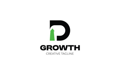 Growth logo with letter D and arrow up for your business
