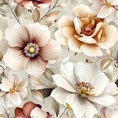Floral pattern background beige