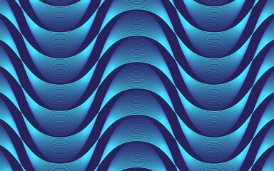 Outline waves background or wallpaper, abstract scales texture pattern or fractals using basic geometric shapes, optical illusion, decoration vector, technology or quantum data concept