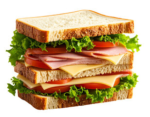 Classic Deli Sandwich with Layers of Meat and Cheese – Transparent PNG