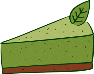 Matcha Mochi Cake Illustration