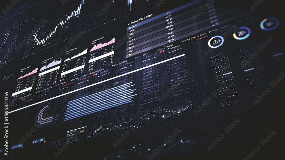 Aufkleber Dynamic data visuals for business info graphics, animated charts, and data-driven insights for a business meeting mock-up. Explore the world of trading, stock exchanges, and crypto