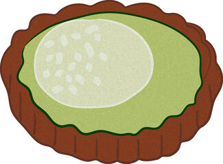 Tiramisu Cake with Green Matcha Tea Illustration