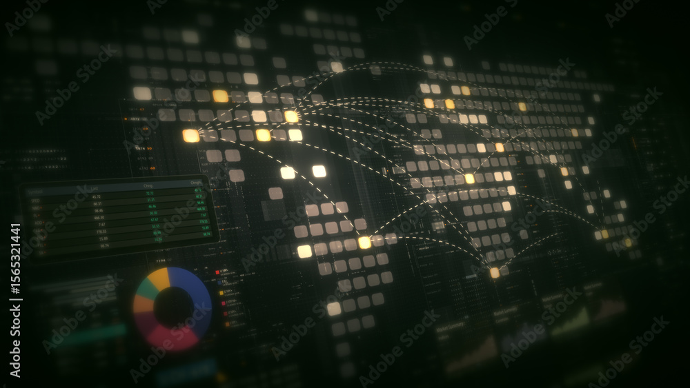 Aufkleber Dynamic data visuals for business info graphics, animated charts, and data-driven insights for a business meeting mock-up. Explore the world of trading, stock exchanges, and crypto