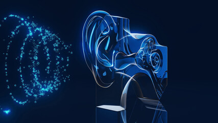 Conceptual 3D illustration of an ear anatomy