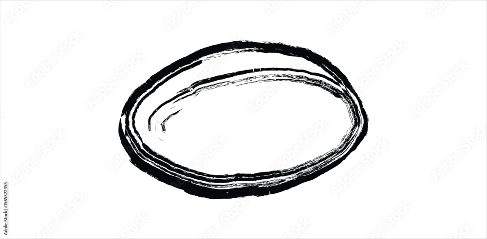 Poster black hand-drawn double oval marker circle with rough edges – sketchy artistic scribble shape isolat